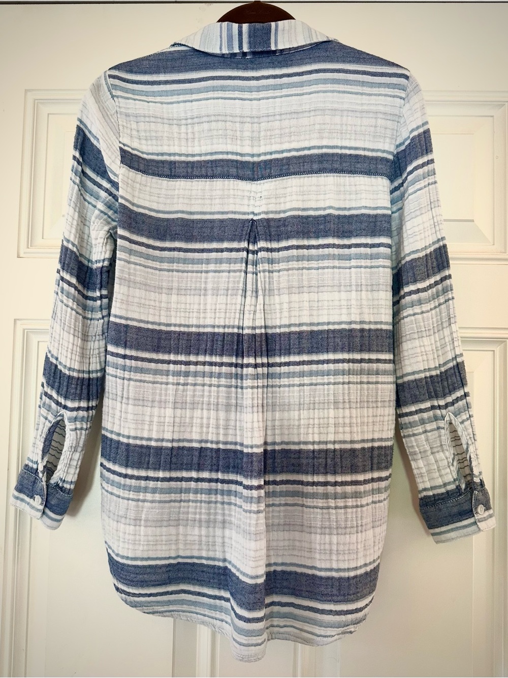 Beachlunchlounge 100% Cotton Coastal White/Blue Striped Gauze Popover Tunic XS - Picture 4 of 10